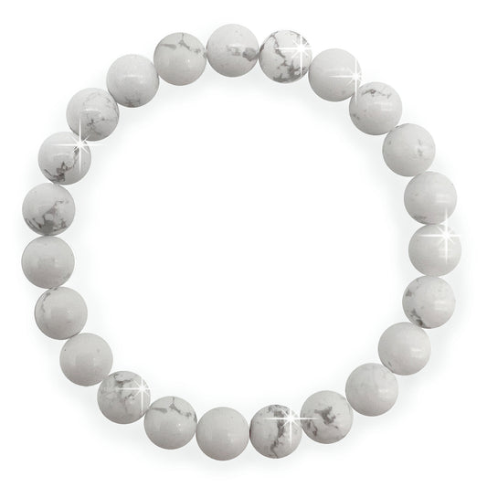 { Georgiadis } - Stunning 8mm Howlite Gemstone Bracelet, Calming, Soothing and Tranquil, Gift, Bracelet for Women