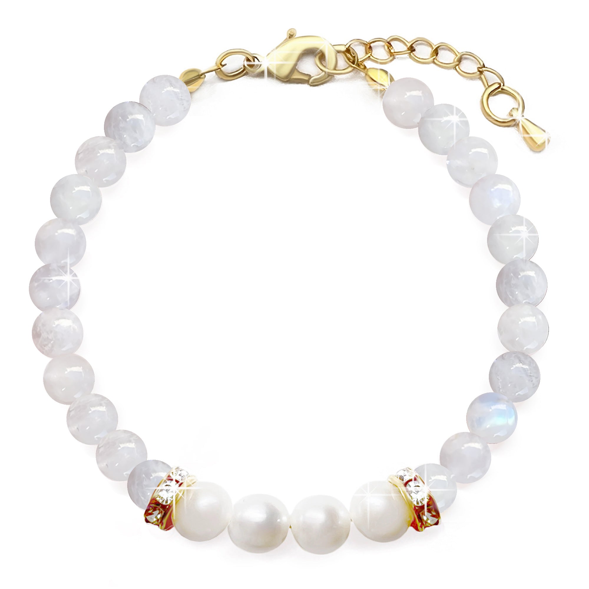 Freshwater gray pearl and rainbow moonstone bracelet /// gemstone beaded jewelry /// outlet gift for her - june birthstone